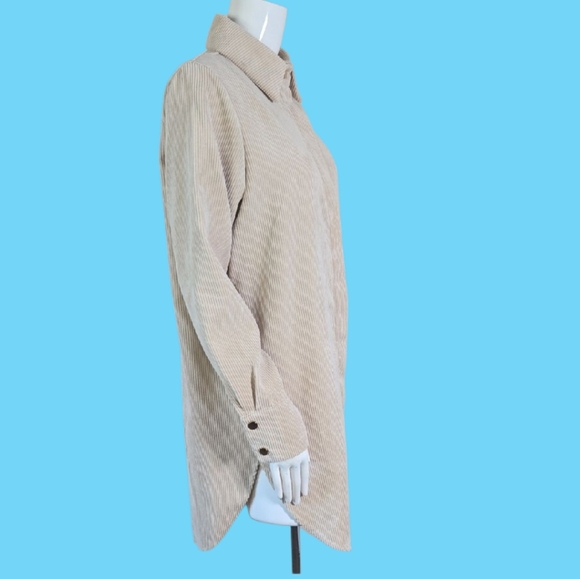 Beige Corduroy Shirt Dress - Picture 2 of 6